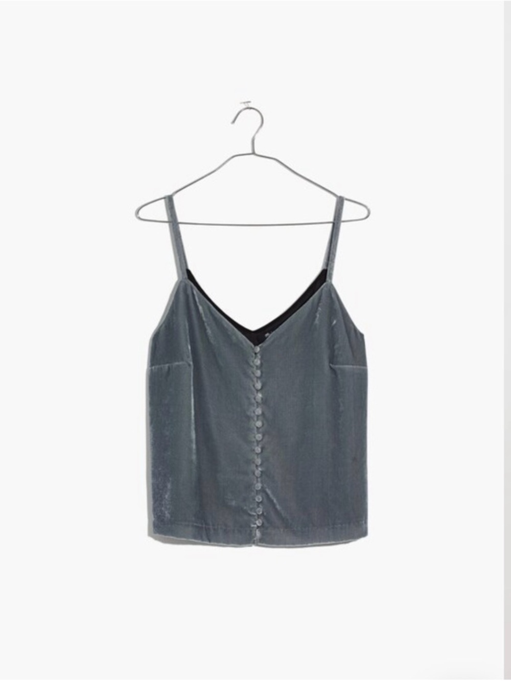 Madewell Velvet Button-Front Cami Top - Gray
